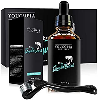 Derma Roller for Beard Growth, Beard Growth Serum, Microneedle Roller and Natural Hair Growth Serum for Men with Patchy Facial Growth, Stimulate Beard Growth Kit, Promote Hair Regrowth