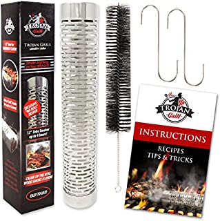 Trojan Grill Ultimate Smoker Tube Complete KIT - Stainless Steel BBQ Wood Pellet Smoke Generator for Propane, Natural Gas, Electric or Charcoal Barbecue Grills - Extra Large 12 Inch