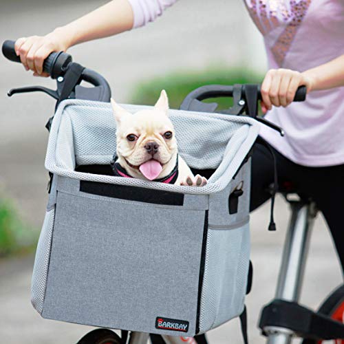 Pet Carrier Bicycle Basket Bag Pet Carrier/Booster Backpack for Dogs and Cats with Big Side Pockets,Comfy & Padded Shoulder Strap,Travel with Your Pet Safety,Gray