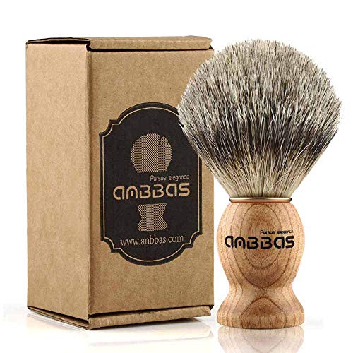 Shaving Brush, Handmade Pure Badger Hair Brush with Natural Manchurian Ash Wood Handle for Men Traditional Wet Shaving