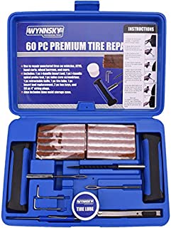 WYNNsky Heavy Duty Tire Repair Tools Kit - 60 Pcs Set Truck Tool Box for Motorcycle, ATV, Jeep, Truck, Tractor Flat Tire Plug Kit