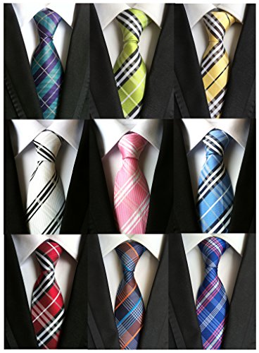 YanLen Lot 9 PCS Classic Men's Tie Necktie Woven JACQUARD Neck Ties (Style 01)