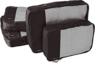 AmazonBasics 4 Piece Packing Travel Organizer Cubes Set - 2 Medium and 2 Large, Black