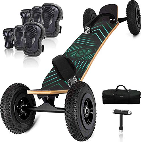 Hi-Na Mountain Board All Terrain Skateboard Kiteboard Cross Country Mountainboard Big Wheel Downhill Longboard All Terrain Longboard Kite Board with Bindings for Cruising and Downhill