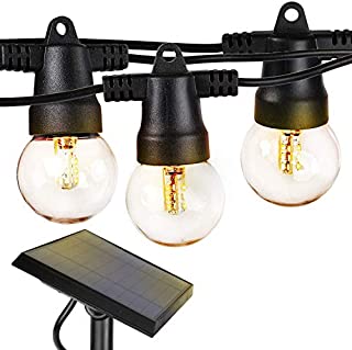 Brightech Ambience Pro - Waterproof Solar LED Outdoor String Lights  1W Retro Edison Globe Bulbs - 27 Ft Bistro Lights Create Cafe Ambience in Your Yard, Pergola - Soft White