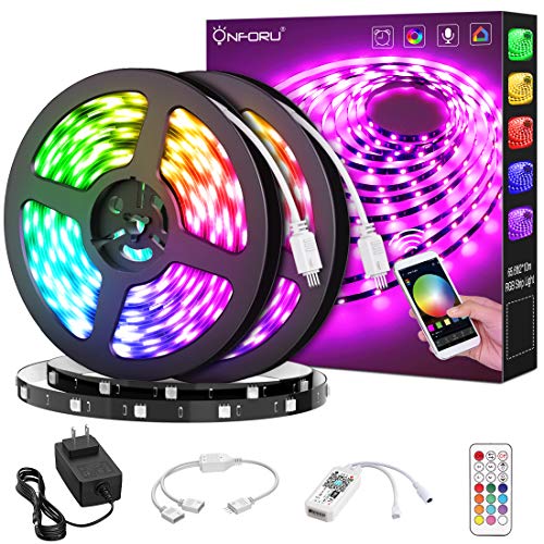 Onforu 66ft Alexa LED Strip Lights, 20m Smart WiFi RGB Light Strip, Dimmable Colored LED Light Strip By App Control,5050 LEDs Color Changing Tape Lights Compatible with Google Assistant for Home,Party