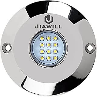 Jiawill 60W CREE LED Surface Mount Underwater Boat Lights 316L Stainless Steel with Internal Driver and Overheat Protection (Blue)