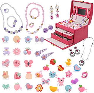 DRESS 2 PLAY Princess Jewelry Box for Girls Pretend Play and Dress Up Little Girls 34 Piece Jewelry Set and Accessories Playset with Jewelry Box, Rings, Bracelets, Necklaces, and More