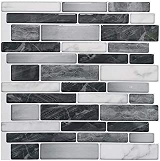 Art3d 10-Sheet Self-Adhesive Tile Backsplash for Kitchen, Vinyl Decorative Tiles, 12