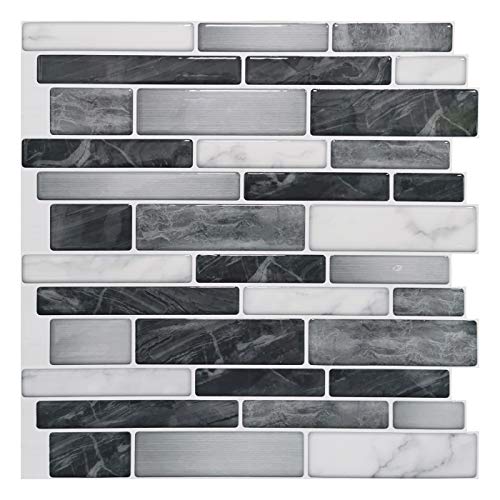 Art3d 10-Sheet Self-Adhesive Tile Backsplash for Kitchen, Vinyl Decorative Tiles, 12