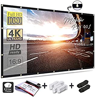 Mdbebbron 120 inch Projection Screen 16:9 HD Foldable Anti-crease Portable Projector Movies Screen for Home Theater Outdoor Indoor Support Double Sided Projection