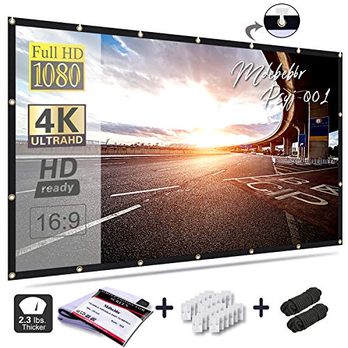 Mdbebbron 120 inch Projection Screen 16:9 HD Foldable Anti-crease Portable Projector Movies Screen for Home Theater Outdoor Indoor Support Double Sided Projection