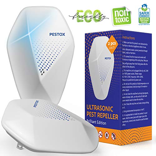 Ultrasonic Pest Repeller Plug in - 2020 New - Outdoor/Indoor Electronic Pest Repellent - 2 Pack - Get Rid of Rat Mouse Squirrel Bug Bee Cockroach Fly Spider Mosquito - Safe for Pet