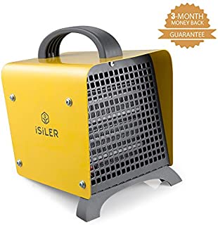 ISILER Space Heater, 1500W Portable Indoor Heater, Ceramic Space Heater with Adjustable Thermostat & Overheat Protection, Hot Cool Fan Electric Heater for Home Office Garage with ETL Certified