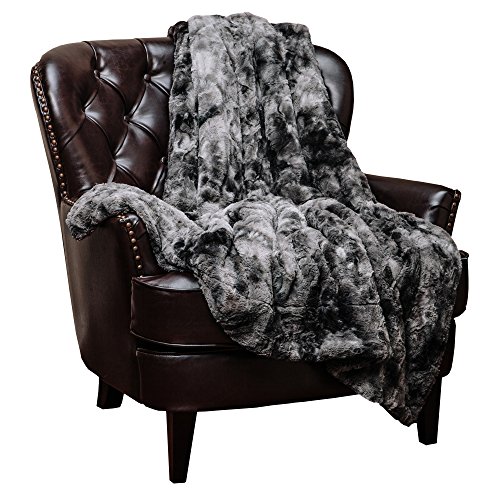 Chanasya Fuzzy Faux Fur Throw Blanket - (60x70 Inches) Gray