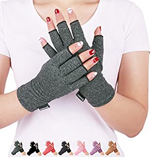 Arthritis Compression Gloves Relieve Pain from Rheumatoid, RSI,Carpal Tunnel, Hand Gloves Fingerless for Computer Typing and Dailywork, Support for Hands and Joints (M, Grey)