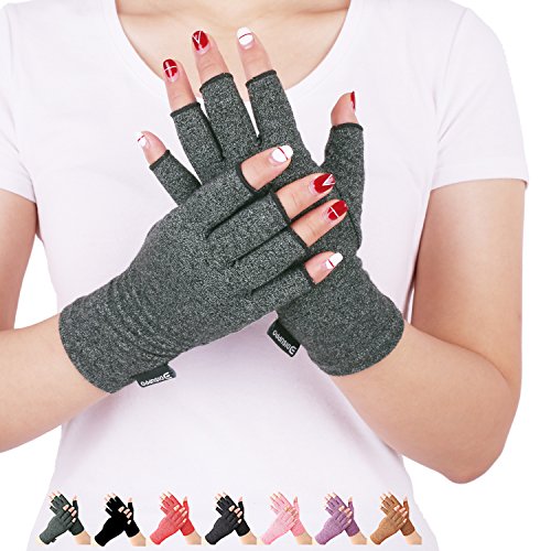 Arthritis Compression Gloves Relieve Pain from Rheumatoid, RSI,Carpal Tunnel, Hand Gloves Fingerless for Computer Typing and Dailywork, Support for Hands and Joints (M, Grey)