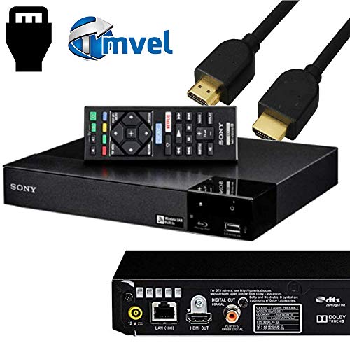 Sony Blu-Ray Disc Player with Built-in Wi-Fi + Remote Control, Bundled with Tmvel High-Speed HDMI Cable with Ethernet