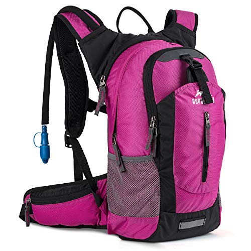 RUPUMPACK Insulated Hydration Backpack Pack with 2.5L BPA Free Bladder, Lightweight Daypack Water Backpack for Hiking Running Cycling Camping, Commuter, Fits Men, Women, Kids, 18L Rose