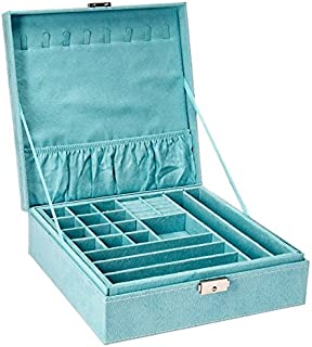 KLOUD City Two-Layer lint Jewelry Box Organizer Display Storage case with Lock (Blue)