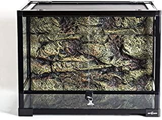 REPTI ZOO 34 Gallon Large Reptile Glass Terrarium Tank with Foam Backgrounds,Double Hinge Door with Screen Ventilation Reptile Terrarium 24