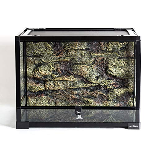 REPTI ZOO 34 Gallon Large Reptile Glass Terrarium Tank with Foam Backgrounds,Double Hinge Door with Screen Ventilation Reptile Terrarium 24