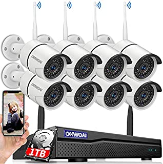 OHWOAI 2021 Update.Audio Security Camera System Wireless, 1TB Hard Drive Pre-Install 8 Channel 1080P NVR, 8PCS 1080P 2.0MP CCTV WI-FI IP Cameras for Homes, HD Surveillance Video Security System.