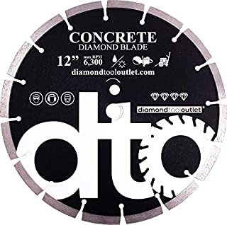 dto SCO12P 12-Inch Premium Diamond Segmented Saw Blade for Concrete, Block, Brick, Masonry, 1-Inch Arbor, Wet or Dry Cutting, 6300 Max. RPM, 12mm (.472) segment height, Made in USA