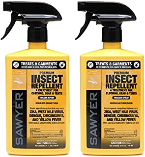 Sawyer Products SP6572 Twin Pack Premium Permethrin Clothing Insect Repellent Trigger Spray, 24 oz