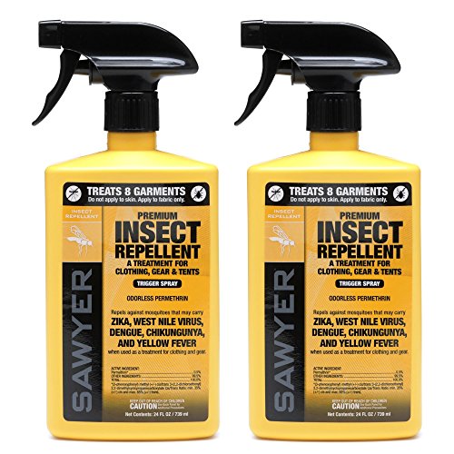 Sawyer Products SP6572 Twin Pack Premium Permethrin Clothing Insect Repellent Trigger Spray, 24 oz