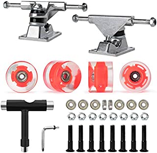 Nattork Skateboard Bearings,60mm Skateboard Wheels,Skateboard Trucks,Skateboard Screws, All-in-One Skate T-Tool,Skateboard Grip Tape Combo Set