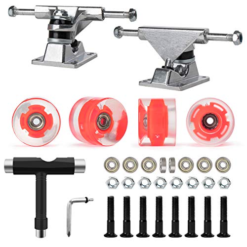 Nattork Skateboard Bearings,60mm Skateboard Wheels,Skateboard Trucks,Skateboard Screws, All-in-One Skate T-Tool,Skateboard Grip Tape Combo Set