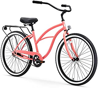 sixthreezero Around The Block Women's Single Speed Cruiser Bicycle, Coral w/ Black Seat/Grips, 26