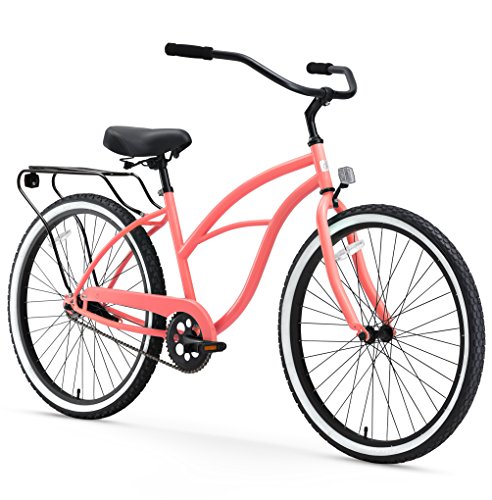 sixthreezero Around The Block Women's Single Speed Cruiser Bicycle, Coral w/ Black Seat/Grips, 26