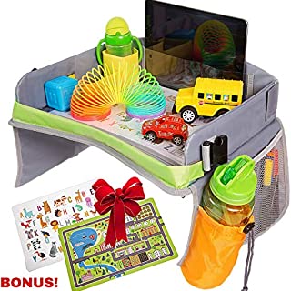 Bulabee Kids Travel Tray for Car Seat, Perfect Toddler Activity Play Organizer for Toys & Games, Holds iPad or Tablet, Snack Tray, Dry Erase Top, Sturdy, Waterproof, Portable, Road Trip Essential