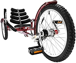 Mobo Shift 3-Wheel Recumbent Bicycle Trike. Reversible Adult Tricycle Bike, red