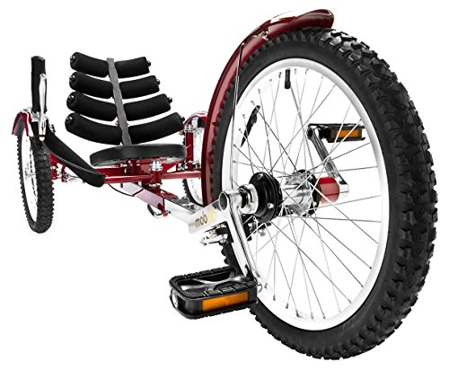 Mobo Shift 3-Wheel Recumbent Bicycle Trike. Reversible Adult Tricycle Bike, red