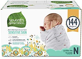 Seventh Generation Baby Diapers Size 0 Newborn, 144 count