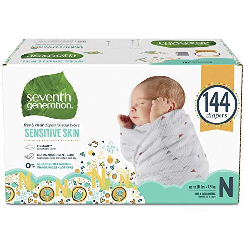 Seventh Generation Baby Diapers Size 0 Newborn, 144 count