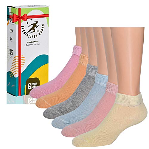 Specialized Socks Diabetic socks for Women, Ankle socks, Low cut socks / Premium Quality - Fashion Designed, Very Soft & Extremely Comfortable! Cotton / 6 pairs