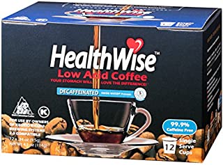 HealthWise Low Acid Swiss Water Decaffeinated Coffee for Keurig K-Cup Brewers, 100% Colombian Supremo, 72 Count