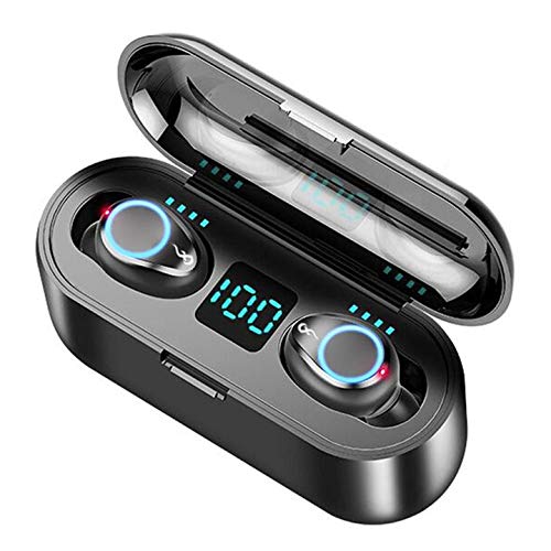 True Wireless Earbuds  TWS Bluetooth Earbuds 5.0 | Excellent Hi-Fi Sound | IPX7 Waterproof Noise Cancelling Earbuds | for iPhone & Android | for Sports, Gym etc.| Built-in Mic (Black-2000mAh)