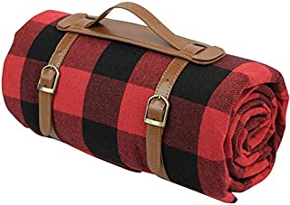 87 X 67 Inch Oversized Picnic Blanket, Waterproof Beach Mat, Extra Large Outdoor Rug for Camping Red Checkered