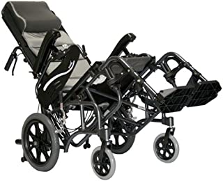 Karman Healthcare VIP-515-TP-18 Foldable Tilt in Space Space Reclining Transport Wheelchair, Diamond Black, 14