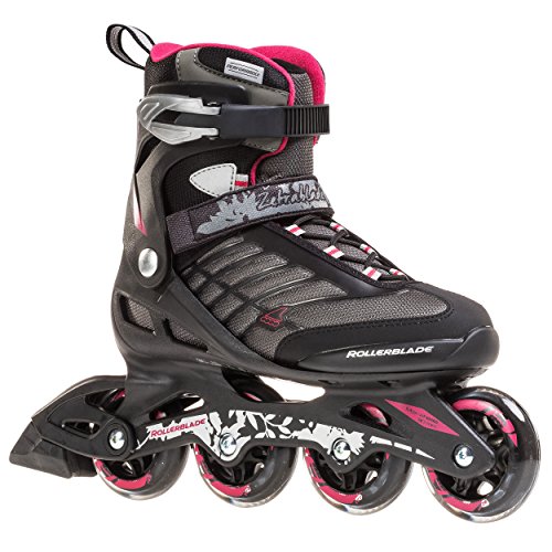 Rollerblade Zetrablade W - Women's Skate - 4x80mm/84A Wheels - SG 5 Performance Bearings - Black/Cherry - US Women's Size 7