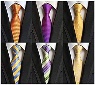 WeiShang Lot 6 PCS Classic Men's 100% Silk Tie Necktie Woven JACQUARD Neck Ties (Style 15)