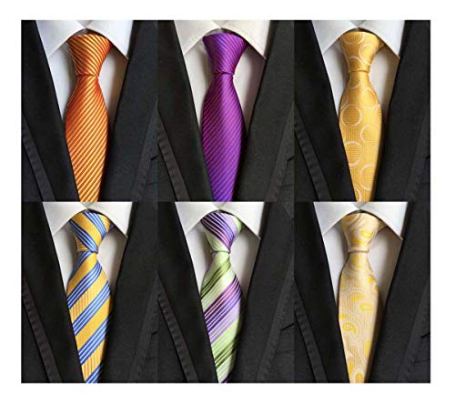 WeiShang Lot 6 PCS Classic Men's 100% Silk Tie Necktie Woven JACQUARD Neck Ties (Style 15)