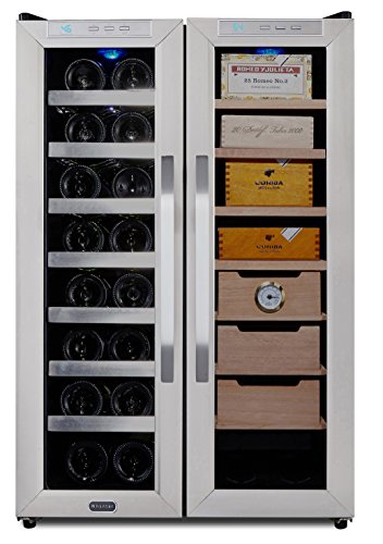 Whynter CWC-351DD Freestanding 3.6 cu. ft. Wine Center Cigar Cooler Humidor, One Size, Stainless Steel/Black