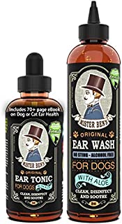 Mister Ben's Original Ear Cleaner for Dogs Care Kit - Most effective dog ear treatment & cleanser - Includes Tonic & Wash - Fast relief from infections, itching, odors, bacteria, mites, fungus & yeast