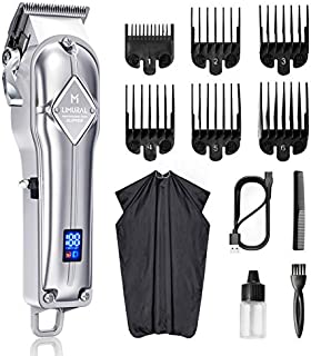 Limural Hair Clippers for Men Professional Cordless Clippers for Hair Cutting Beard Trimmer Barbers Grooming Kit Rechargeable, LED Display, Silver